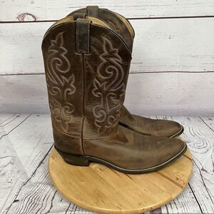Justin Boots Mens 14D Western Cowboy Leather Boots Brown Style 2253 USA